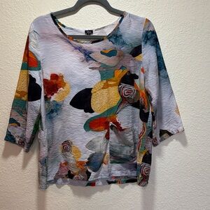 Silhouettes Women's Abstract Multicolor Relaxed Tunic - White Base